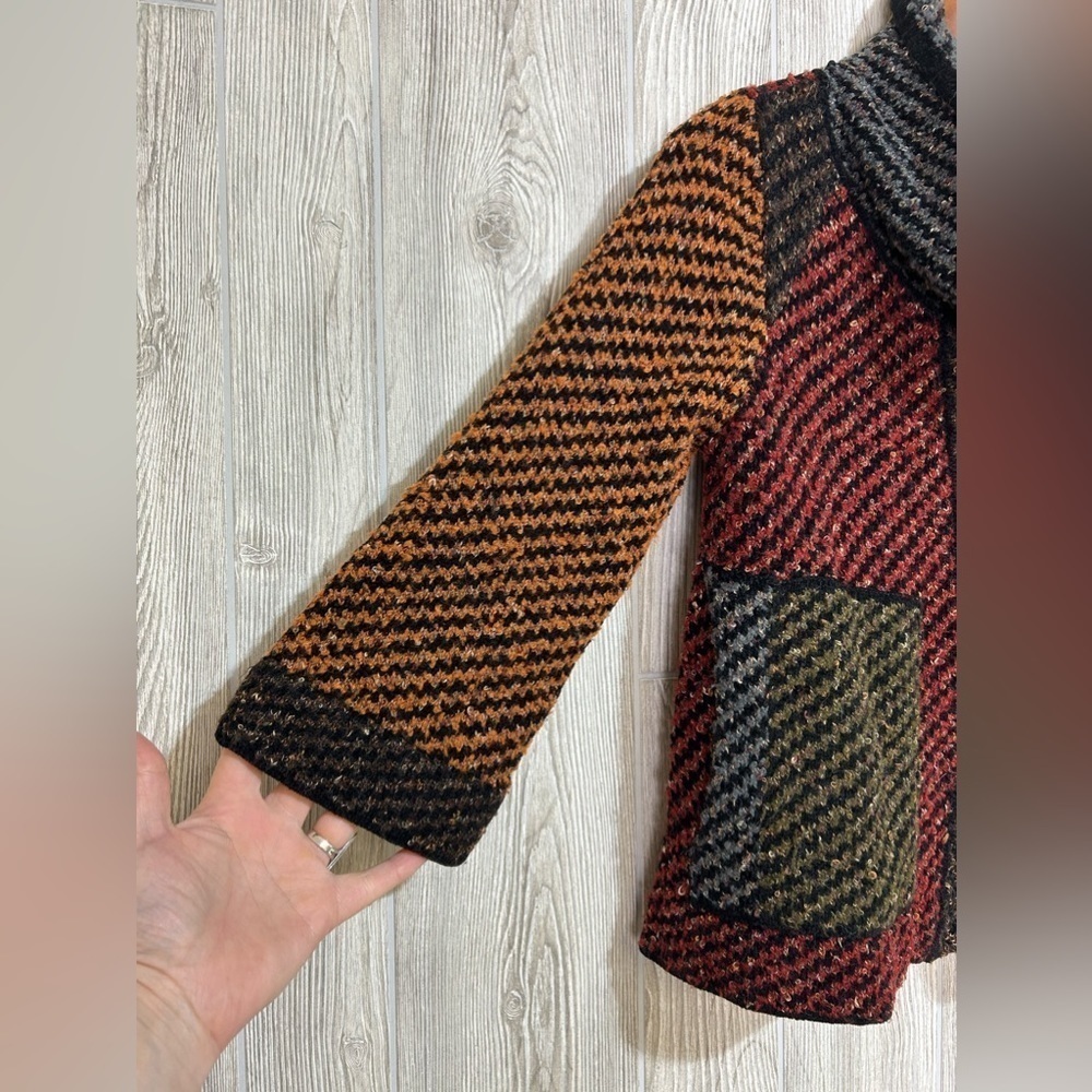Vintage Curio Patchwork Button Front Cardigan Bla… - image 2